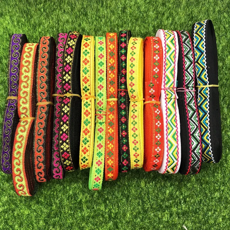 6M/Roll 10mm Embroidery Lace Trim Ribbon Vintage Boho Lace Trim Clothes Bag Accessories DIY Embroidered Fabric