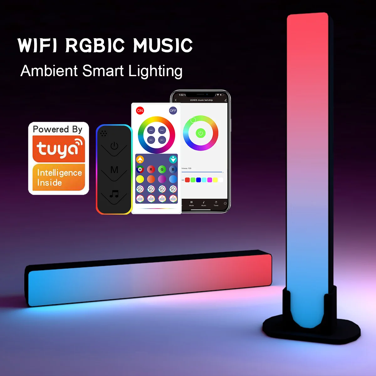 

Умная подсветка для телевизора с Wi-Fi, настольная лампа для компьютерных игр, атмосферная лампа, музыкальный ритм, фотографический приемник, оформление для спальни, настольное украшение, ночник