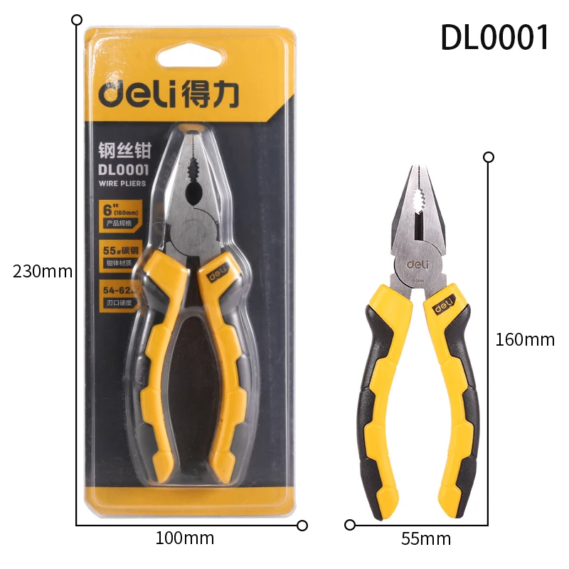 

Deli 6/7/8“ Wire Cutter Industrial Grade Multifunction Wire Stripper Crimping Tool Cutter Cable Crimper Plier Electrician House