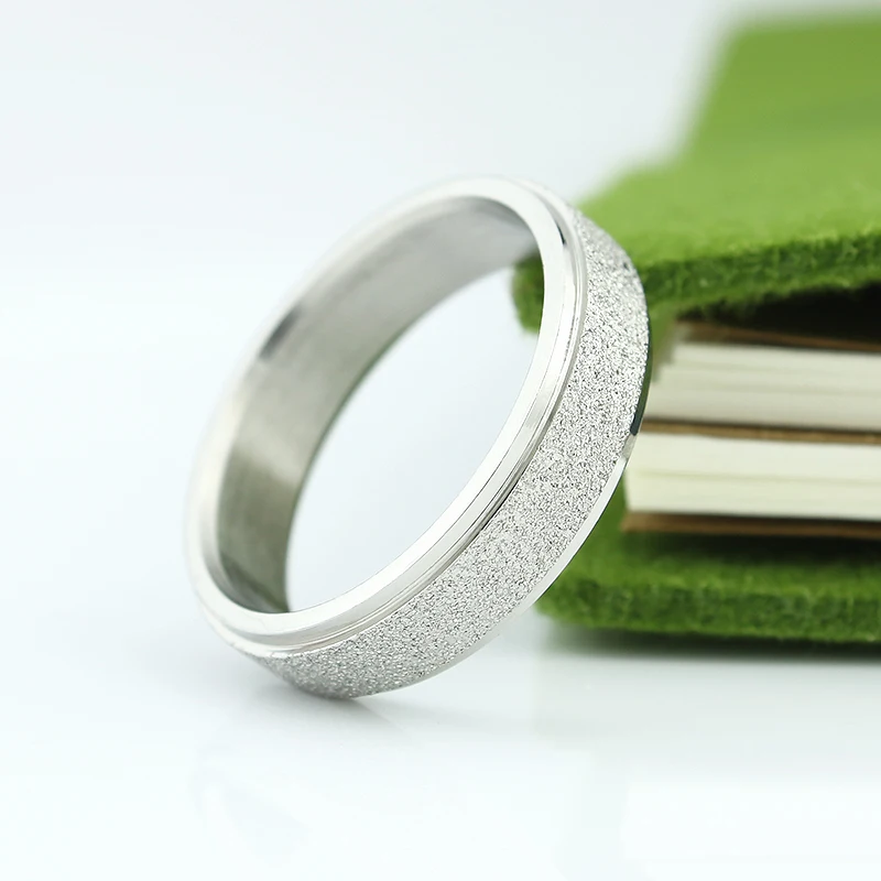 Fashion silver ring with frosted surface ring couple wedding ring ladies jewelry accessories