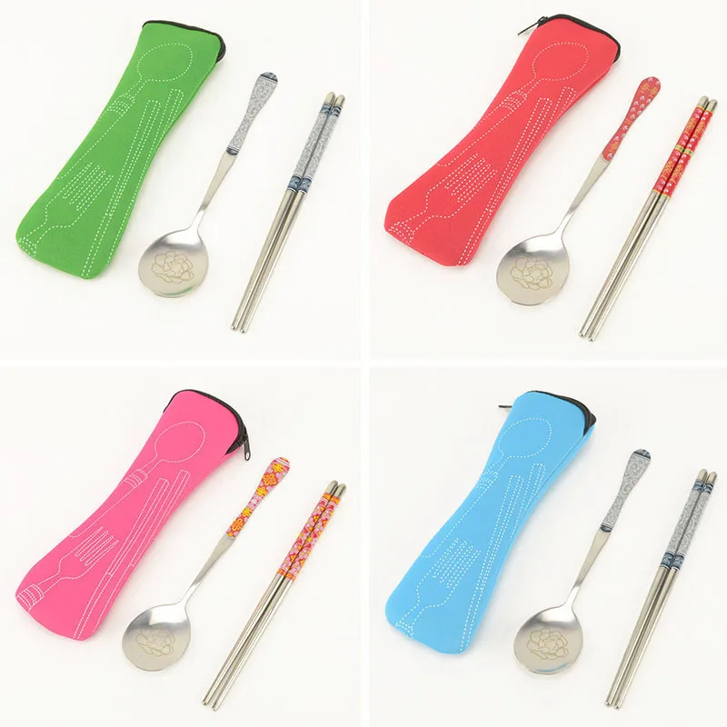 Portable Knife Fork Storage Bag Air Cotton Travel Cutlery Bag Zipper Chopsticks Bag for Daily Camping Picnic Pillow Bag