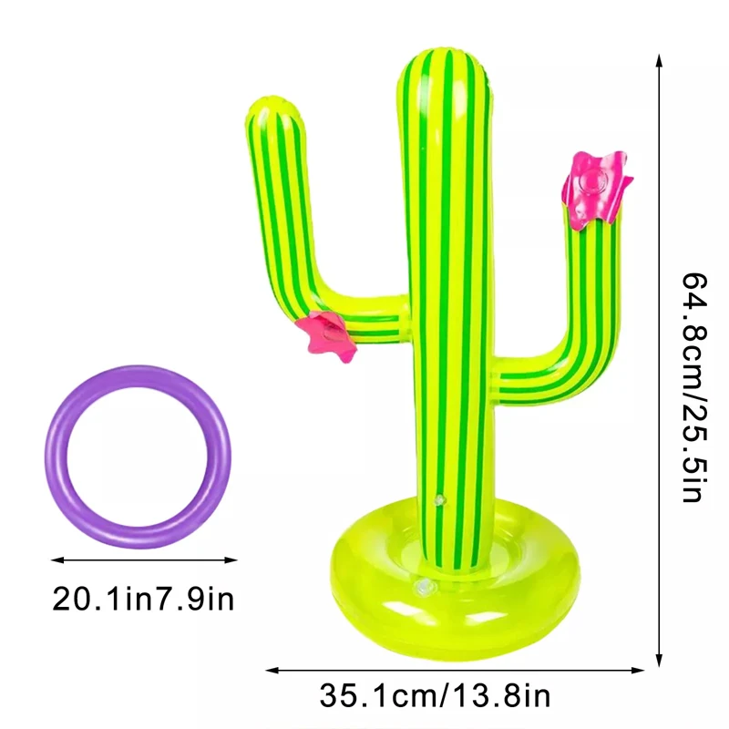 Juego de lanzamiento de anillo de Cactus inflable, accesorios de piscina al aire libre de verano, juguetes flotantes, suministros para fiestas en la playa, Bar