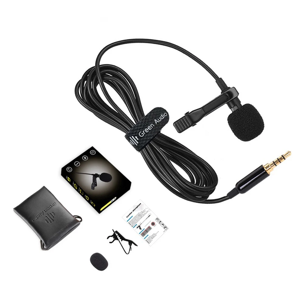 3.5mm Jack Mini Portable Clip Tie Lavalier Microphone for Laptop Mobile Phone 1.5m Live Audio Mic Bracket Vocal Lapel Microphone