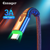 Essager USB Type C Cable 3m Fast Charge USBC Type-C Cable For Samsung S20 Plus Xiaomi mi Wire Cord Mobile Phone USB-C Charger