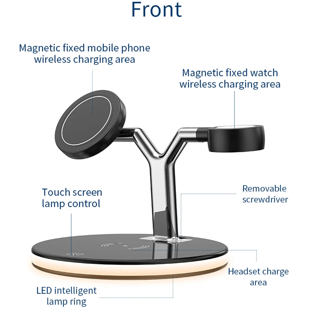 Imagem -04 - Magnético Carregador sem Fio 15w Estação de Carregamento Rápido para Magnético Iphone 14 13 12 Pro Max Carregadores para Apple Relógio Airpods em