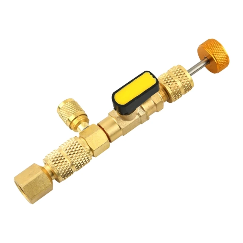 

67JB HVAC for Valve Core Remover with Dual 1/4 and 5/16 Service Ports Brass Car & HVAC Schrader for Valve Tool Applicable R22