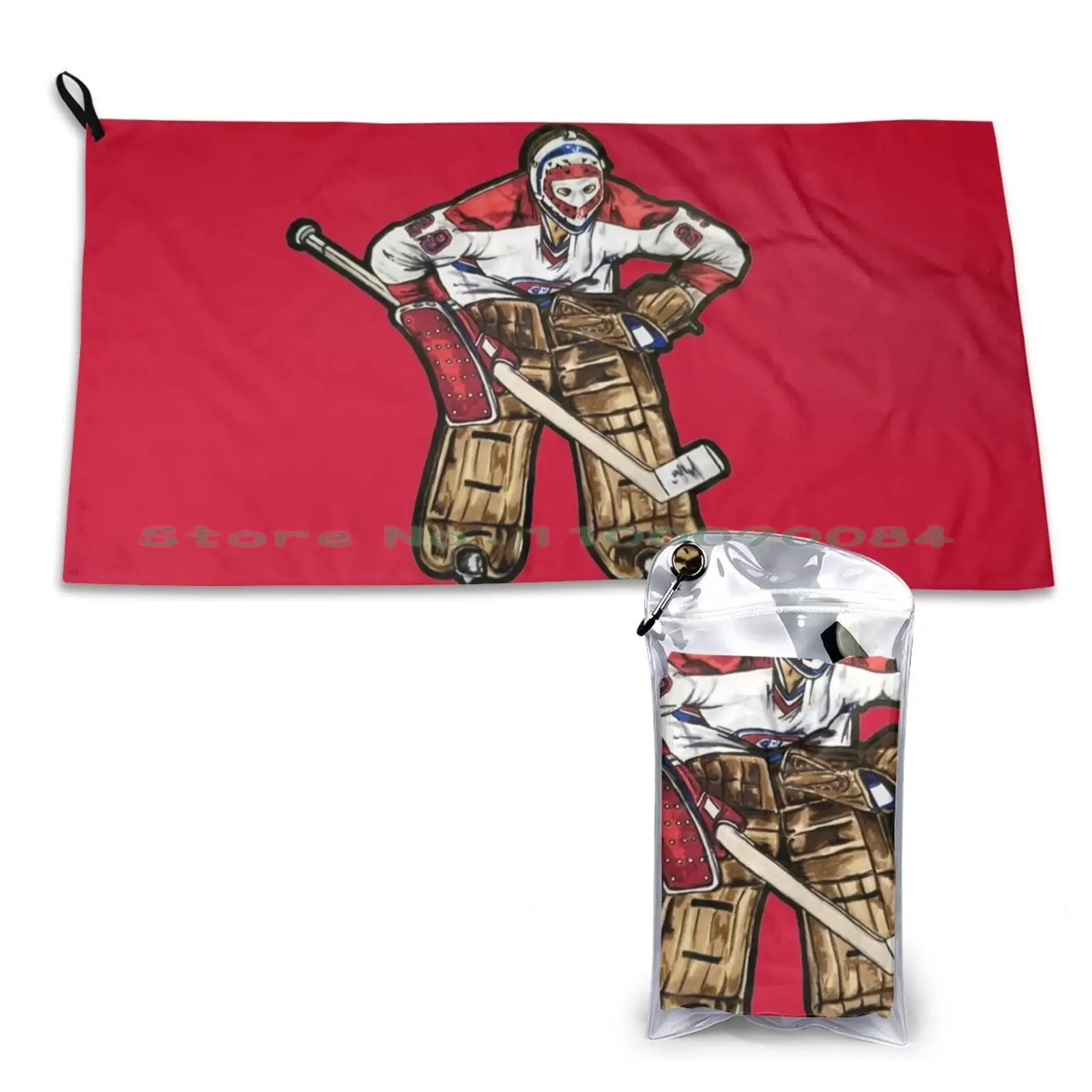 Dryden Pose 2 ( Red ) Quick Dry Towel Gym Sports Bath Portable Dryden Ken Montreal Goalies Goalie Art Hockey Art Sports Art Pen