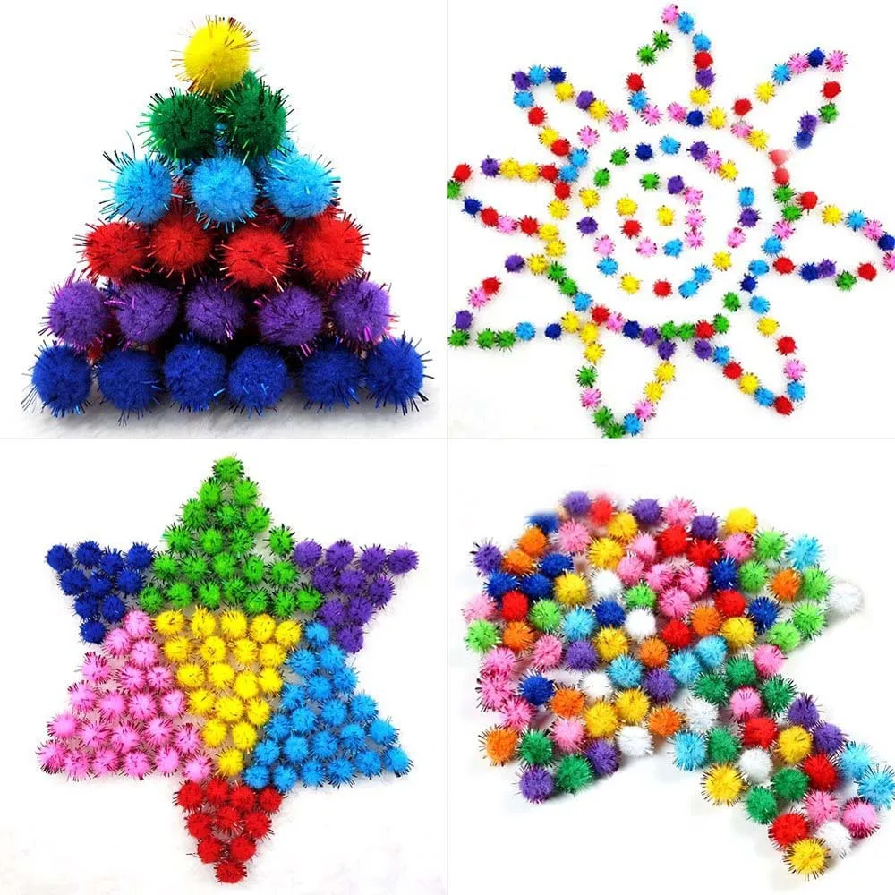 10/15/20/25/30mm Glitter Pompom Balls Furry Pompon DIY Crafts Pompones Furball Christmas Weeding Home Decor Sewing Materials 20g