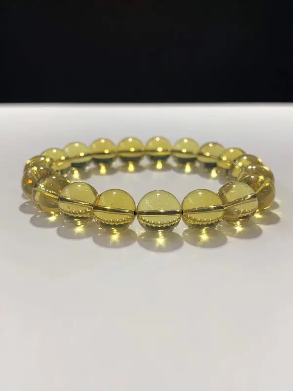 Genuine Natural Blue Amber Bracelet Women 10mm Mexico Gift Clear Crystal Stretch Round Beads Bracelet Jewelry AAAAA