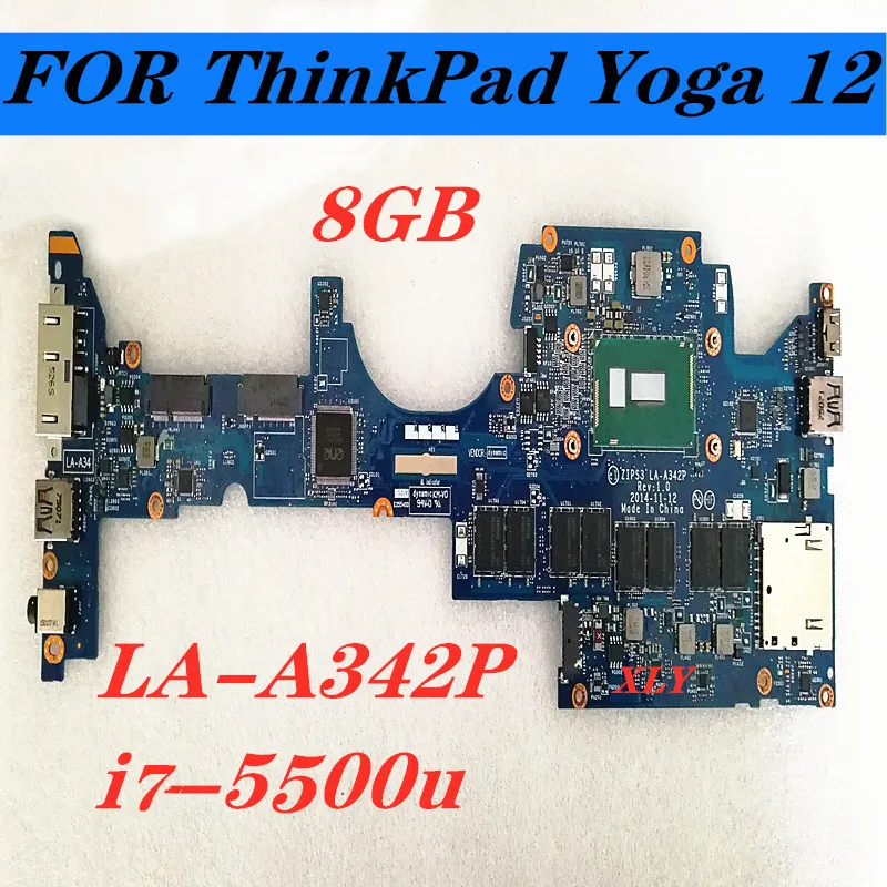 FOR lenovo ThinkPad Yoga 12 Laptop Motherboard LA-A342P , SR23W  CPU  I7-5500U 8GB comprehensive test