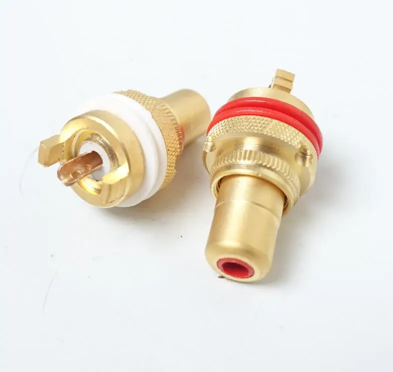 RCA Socket Brand New Upgraded Phosphor Copper Core High-end Sand Gold-plated Power Amplifier Chassis RCA Socket A Pair