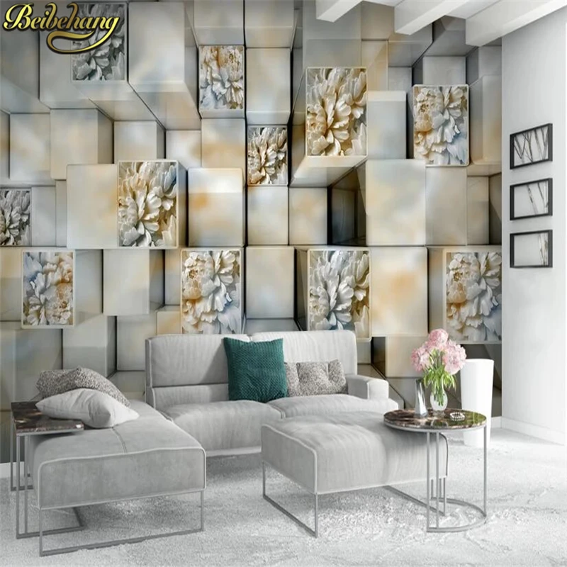 Custom papel de pared Geometric square wallpaper for walls mural wallpapers bedroom 3d flooring wall stickers panels