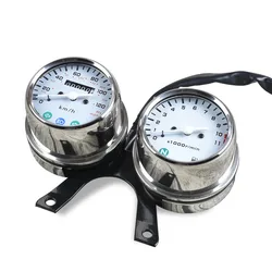 12V  Carburetor Style Double heads Universal Motorcycle Mechanical Odometer High Quality Speedometer and Engine Speed Instrument