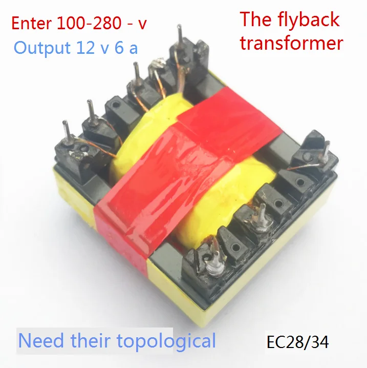 Ec28 high frequency transformer / flyback transformer / output voltage 12V 6A ferrite charger transformer