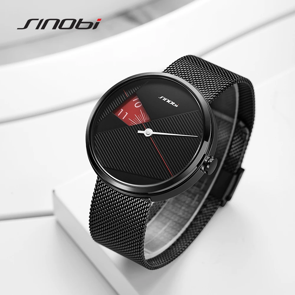 SINOBI Creative Men Fashion Watch Blue Milan Strap Quartz Wristwatches Man Rotate Dial  Watches Sports Watches relogio masculino