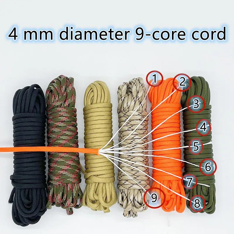 100FT 50FT Dia.4mm 9 stand Cores Paracord for Survival Parachute Cord Lanyard Camping Climbing Camping Rope Hiking Clothesline