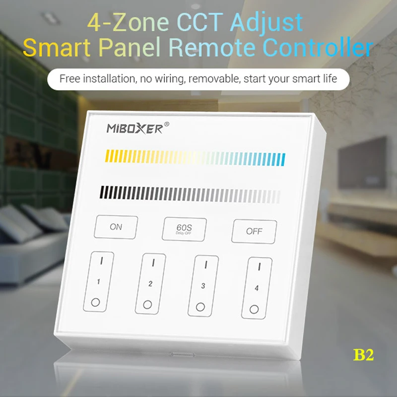 4-Zone Smart Touch Panel Embedded Led Wireless Dimmer 2.4GHz Remote Controller For RGB/RGBW/CCT Brightness Led Strip LED Bulb