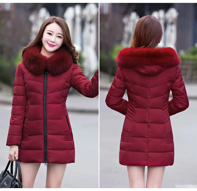 Winter Jacket Women 2022 Female Coat Hooded Slim Outwear Woman Long Parka Faux Fur Cotton Padded abrigos mujer invierno QQ029