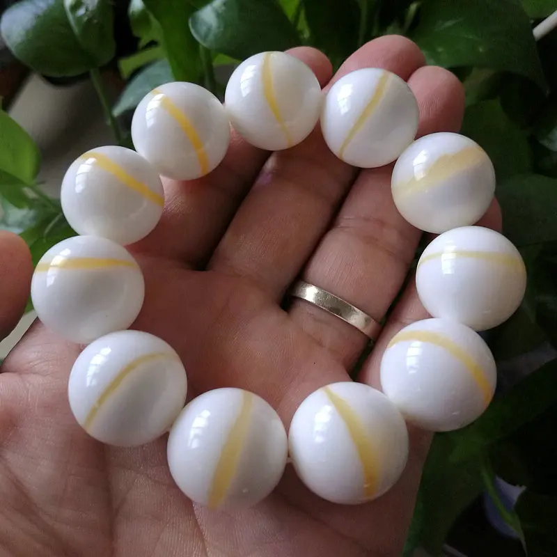 20mm Wonderful Sea tridacna mala Bead Bangle spun gold giant clam Organic Gems bead