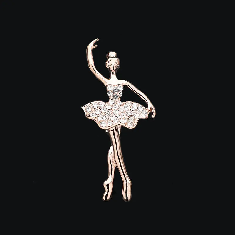 Fashion Shinning Crystal Dancing Girl Brooches Rhinestones Ballerina Brooch Pin Fashion Women\'s Decoration Pin