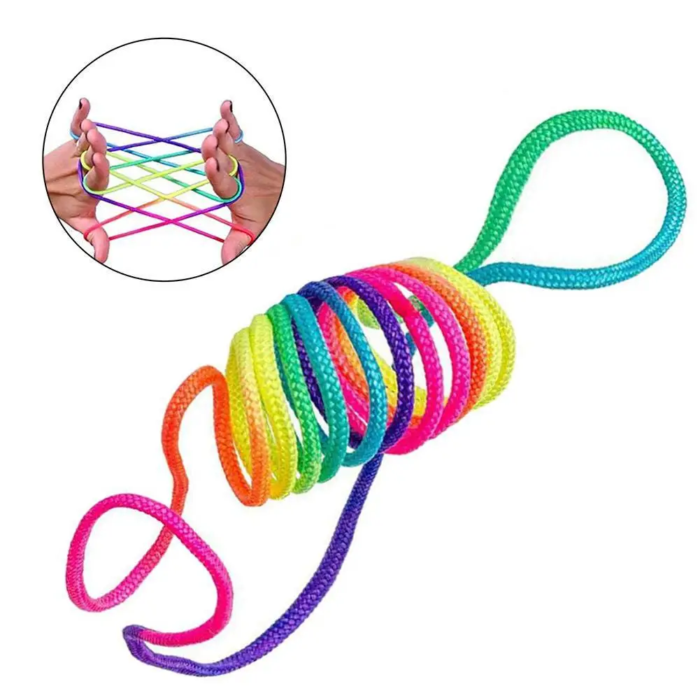 Kids Rainbow Colour Fumble Finger Thread Rope String Game Developmental Toy Puzzle Educational Game for Children Kids