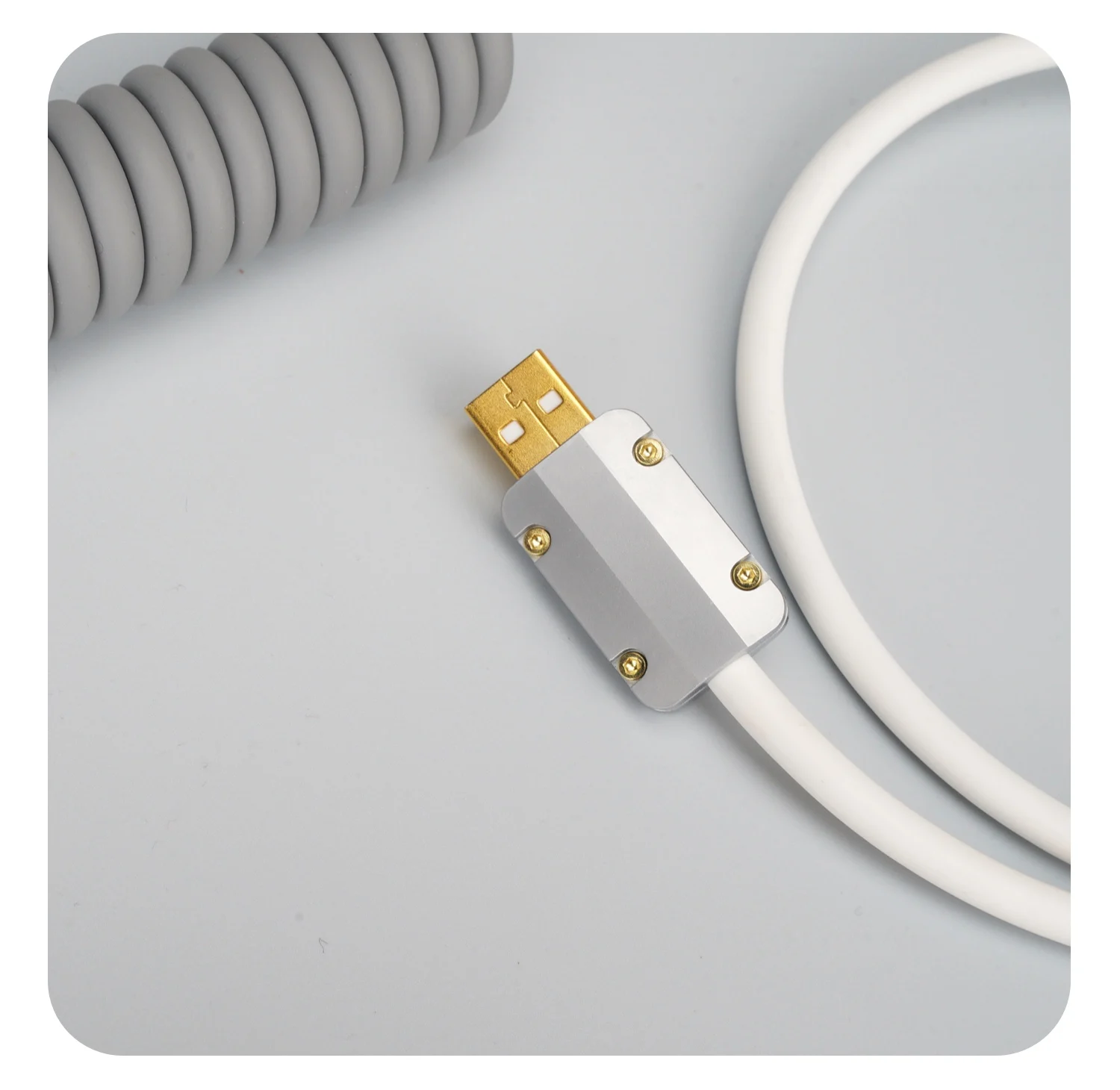 Feito à mão personalizado teclado cyberboard dados linha espiral traseira aviação plug super elástico borracha cinza