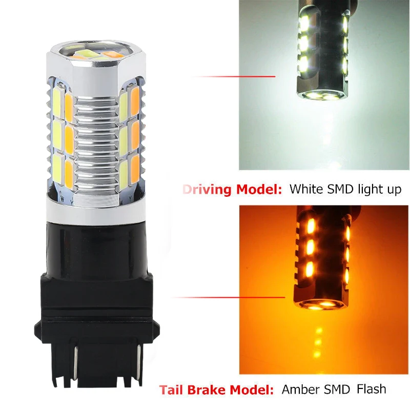 2 шт. 1157 BAY15D T25 3157 T20 7443 светодиод 5630 SMD Автомобильные лампы указатели поворота стоп-сигналы 12 В двухцветный белый Янтарный