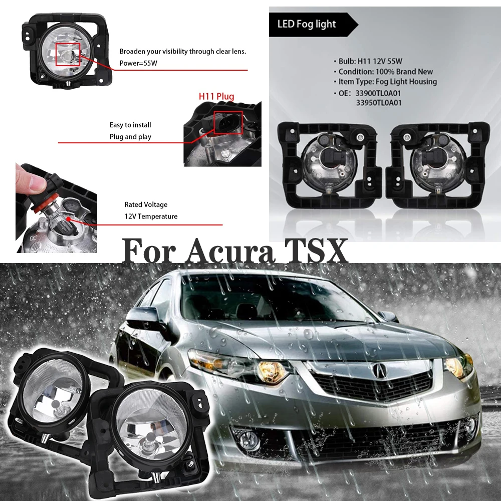 LED Fog Light for HONDA ACCORD EURO CU1 CU2 2009-2012 For Spirior For Acura Tsx 2009-2010 Headlight FogLights Car Styling