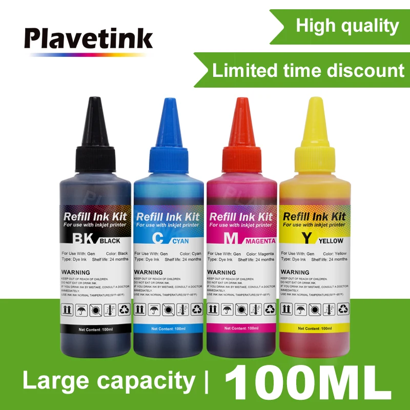 

Plavetink 100 мл бутылка принтер краситель чернила заправка 4 цвета для Brother LC3219 LC3217 LC123 LC223 LC75 LC65 многоразовые картриджи