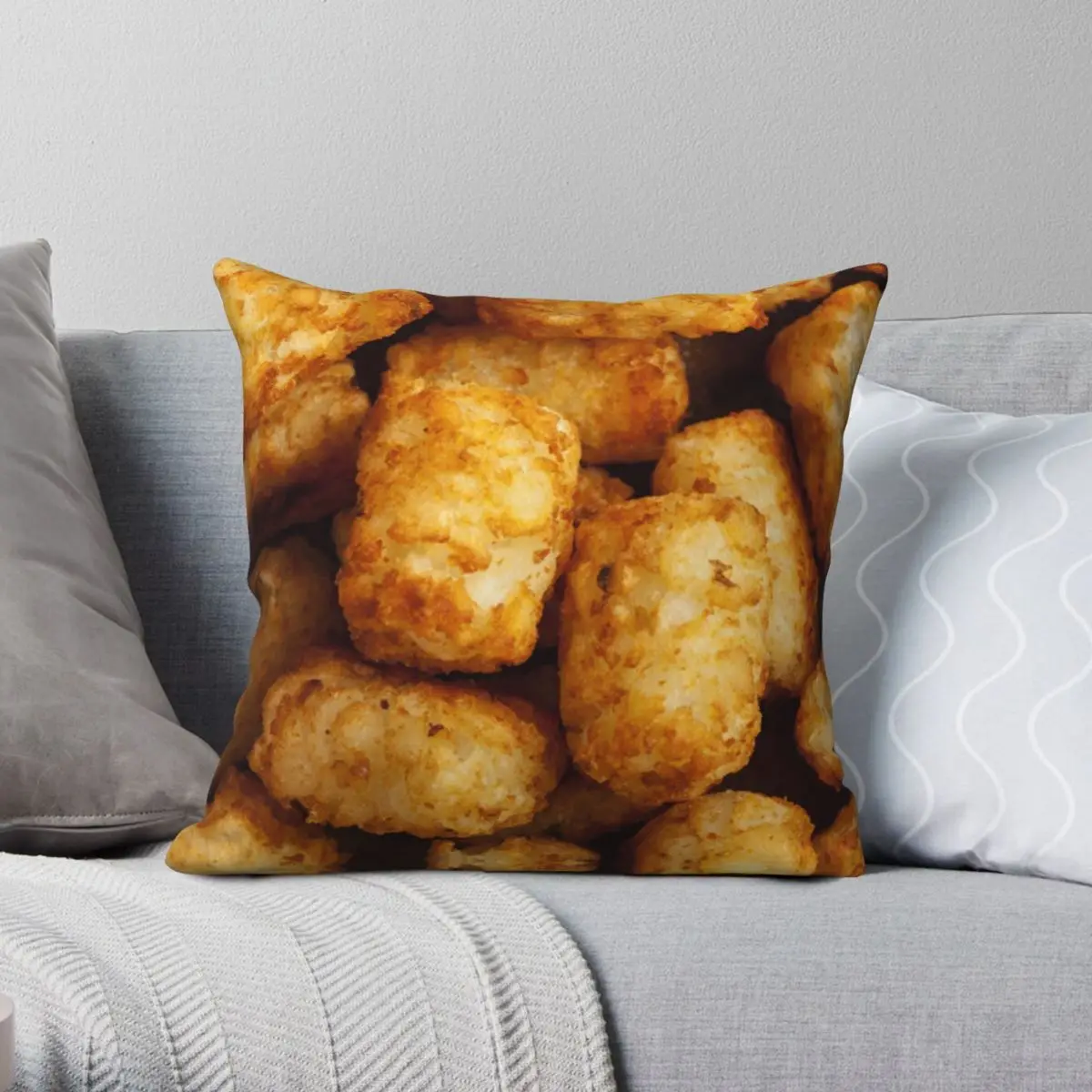 

Tater Tots Square Pillowcase Polyester Linen Velvet Printed Zip Decor Throw Pillow Case Home Cushion Cover