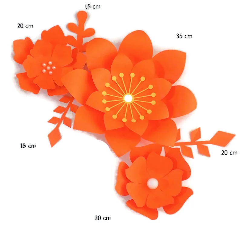 Handmade Orange Easy Made DIY Paper Flowers Orange Leaves Set 4 Nursery Wall Deco Baby Shower Kids Room Backdrop Video Tutorials