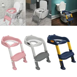 Children Toilet Seat Adjustable Step Stool with Handle Plastic Soft Pad Collapsible Potty Chair for Toddlers Children