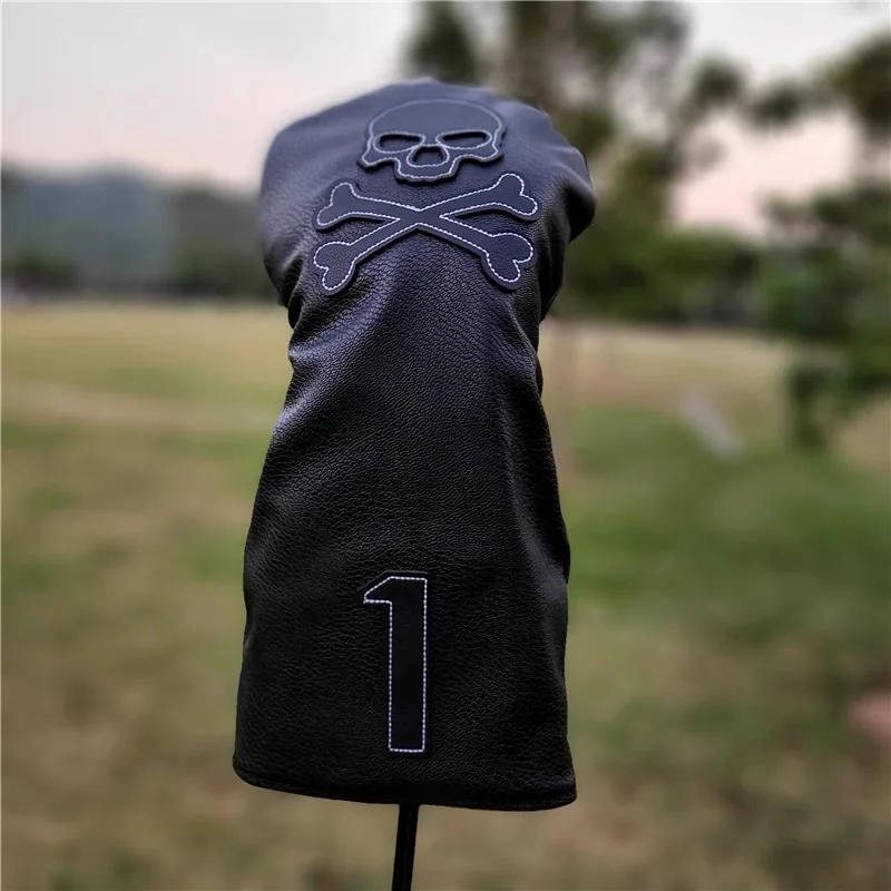 SKULL Golf Woods Headcovers Covers For Driver Fairway Putter 135H Clubs Set Heads PU Leather Unisex