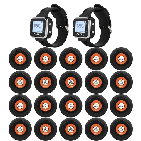 CATEL 20 Call Button Transmitters 2 Watch Wireless Calling System Paging Pager Restaurant Hotel Cafe Waiter Service Bell Buzzer