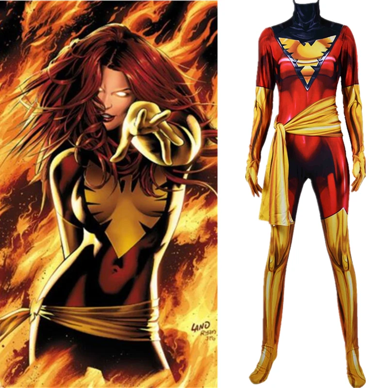 Women Kids X-Men Phoenix Jean Grey Cosplay Costume Zentai Superhero Bodysuit Suit Jumpsuits Belt