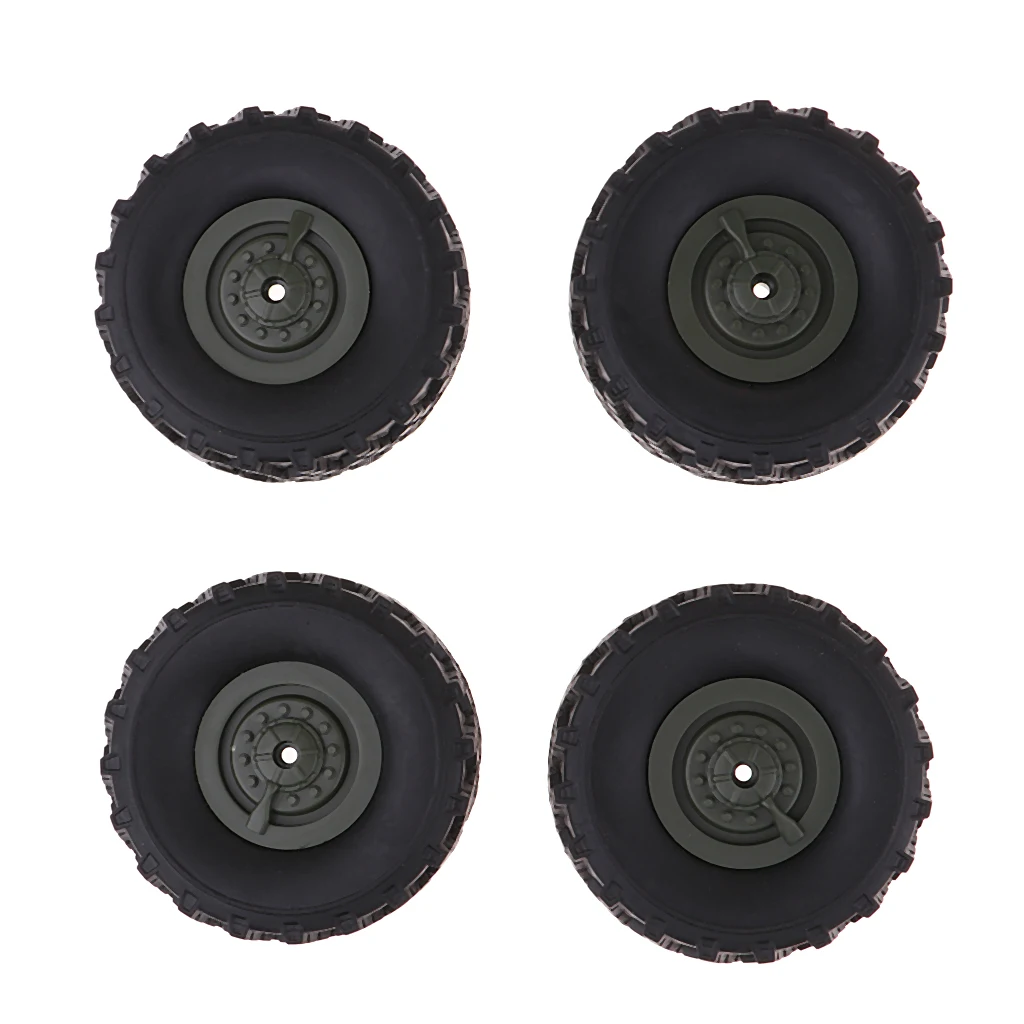 4pcs Rubber Tire & Wheel Set for WPL B36 B14 B24 B16 C14 C24 1/16  Truck