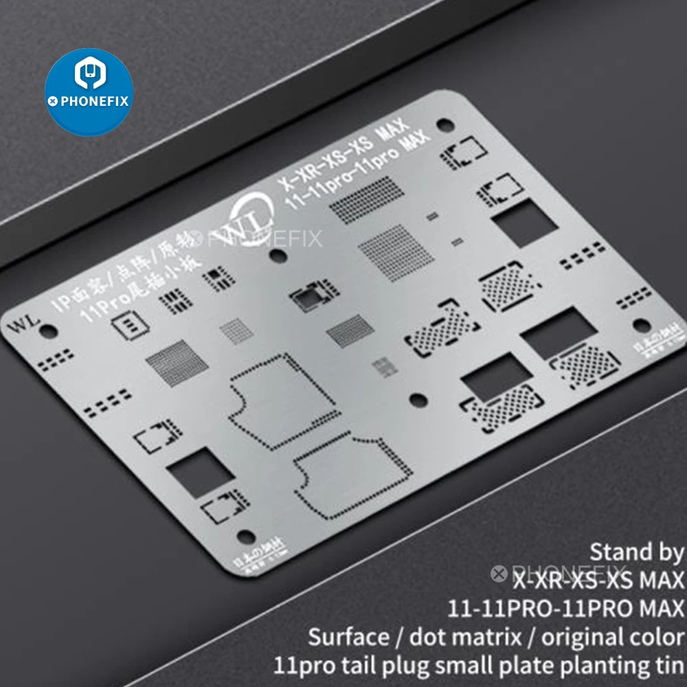Plantilla Reballing WL BGA para IPhone X-11 PRO MAX, identificación facial/matriz de puntos/Color Original/enchufe trasero, placa pequeña, malla de acero estañado