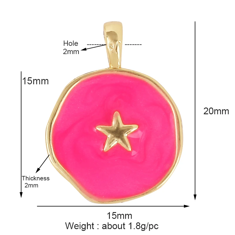 Dangle Star Moon Enamel Charm  Pink Orange Turquoise Red Pendant Oil Dropped,Gold Plated Colour,Necklace Bracelet Pendant K02