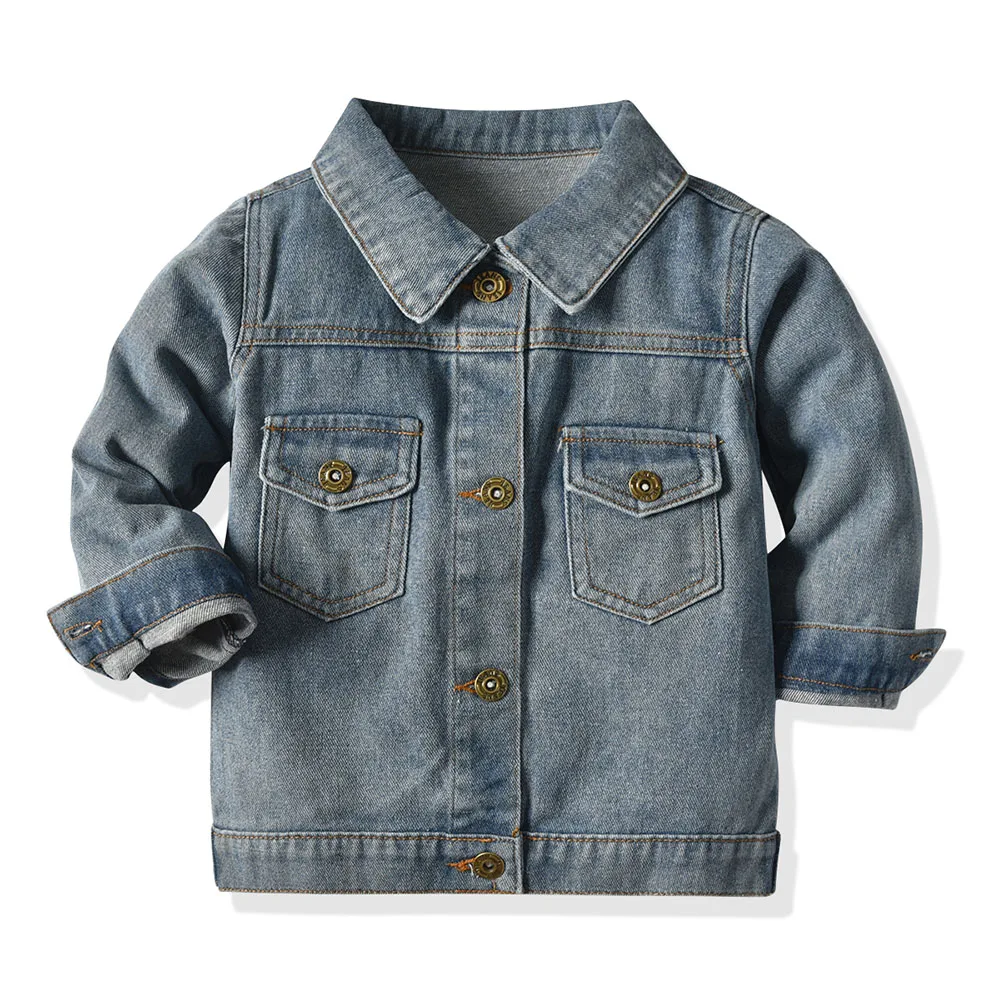 Top and Top New Fashion Infant Unisex Boys Girls High-Quality Buttonned Long Sleeve Denim Jacket&Coat Casual Daily Outerwear