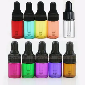 100X 1ml 2ml 3ml 5ml MIX 10 colors glass dropper bottle essential oils refillable portable essential oils sample bottles