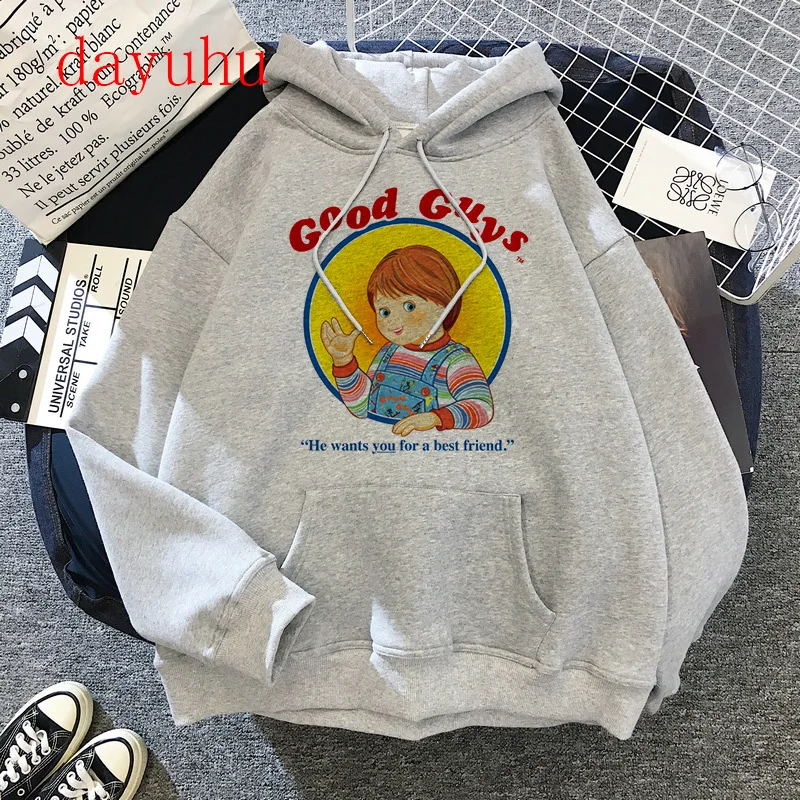 The Evil Good Guys Chucky Sweatshirt Men Winter Horror Funny Cartoon Top Casual Hoodies Unisex Graphic Streetwear 90s Hoody Male