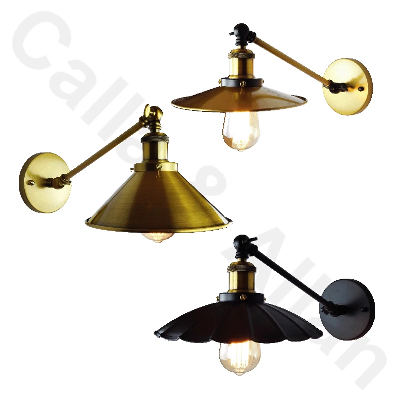Retro Edison brass finished sconce E27 Vintage Loft Antique brass wall Lamp Fixture for home or shop decoration