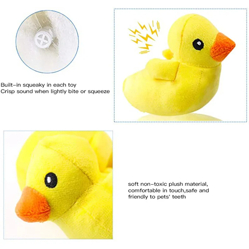 Juguetes de Peluche con sonido chirriante para perros y gatos, accesorios interactivos para cachorros, Chewer Quack, Chihuahua