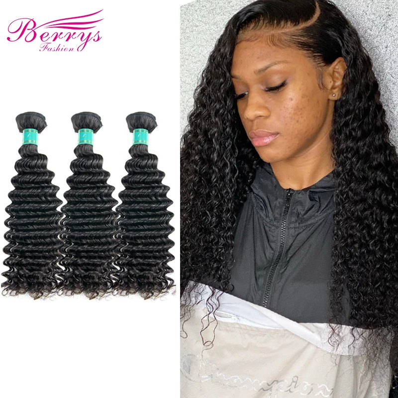 Fast Shipping 3-4 Days Virgin Hair Deep Wave 3 Bundles Deal Hair 100% Unprocessed Hair Extensions Natural Color Berrys Fashion