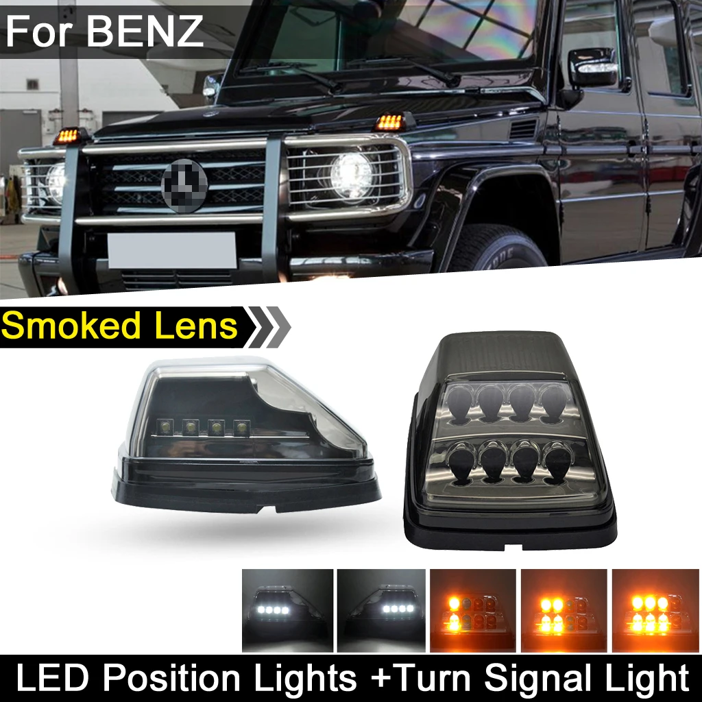 

2Pcs For Benz G-Class W463 G500 G55 AMG G550 Smoked Lens Front Wing Dynamic Amber Turn Signal Lamp Corner Light Position Lights