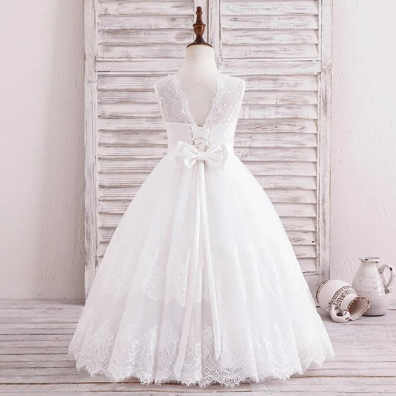 เจ้าหญิง Tulle Scoop ดอกไม้สาวชุด Sashes เด็ก First Communion Ball Gown งานแต่งงานชุดรันเวย์แสดงประกวด