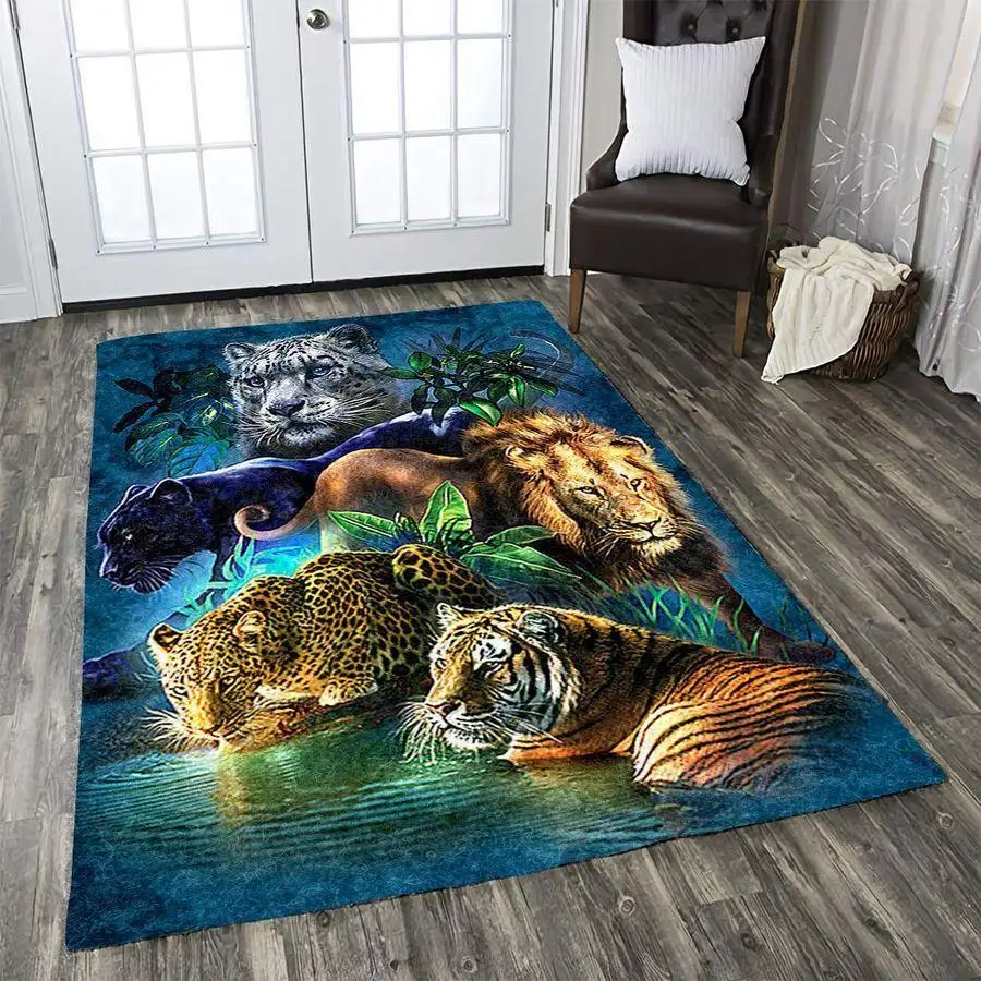 

White Tiger Area Rug 3D Printed Non-slip Mat Dining Room Living Room Soft Bedroom Carpet 01