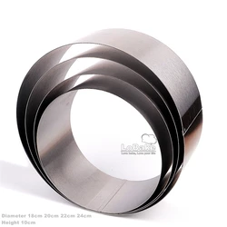 4 sizes/set dia. 18 20 22 24cm 10cm height round stainless steel mousse ring mold birthday cake mould DIY baking frosted surface