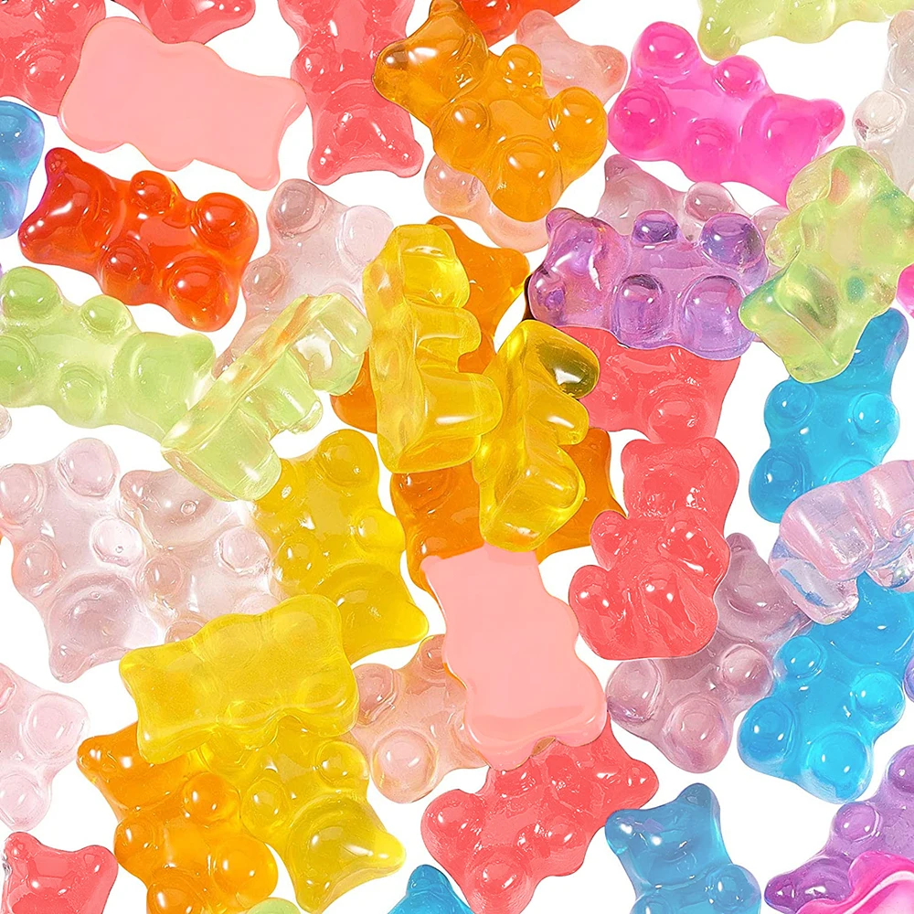 100pcs Cute Gummy Bear Pendant Charms for Necklace Bracelet Earrings Jewelry Diy Findings Resin Bears Christmas Gift 1.7*1.1cm