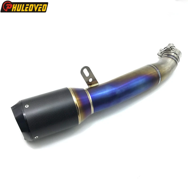 Titanium alloy Motorcycle Exhaust Muffler Slip-on Link Pipe for Kawasaki H2 2015-2023 Carbon Fiber Muffler Exhaust Escape Silent